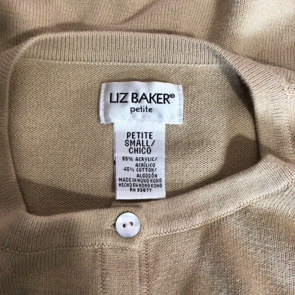 Liz Baker Petite Tan Long Sleeve Knit Cardigan - Size Small Petite - Picture 5 of 7
